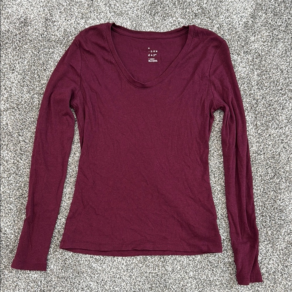 A New Day Maroon Long Sleeve T-Shirt ~ Women's Size Extra Small